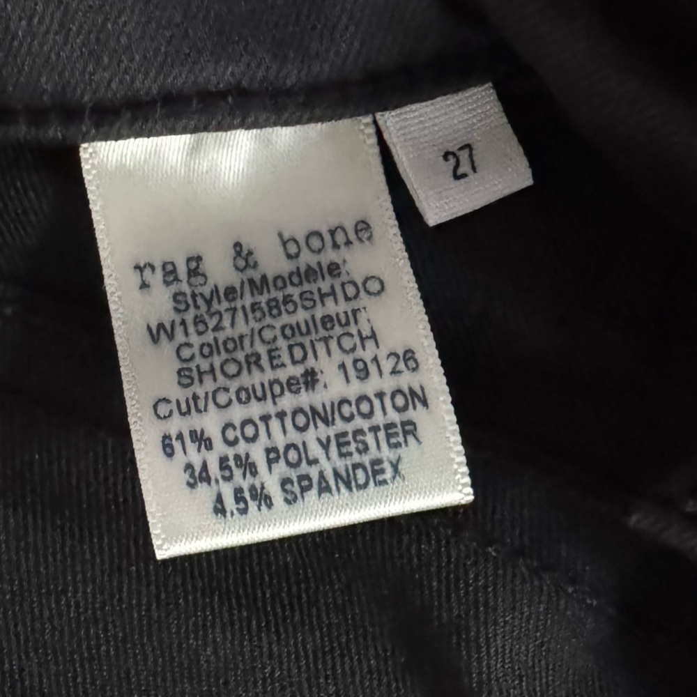 RAG & BONE ZIP ANKLE COATED SKINNY JEANS DARK GRAY ALMOST BLACK SIZE 27 - Picture 10 of 10
